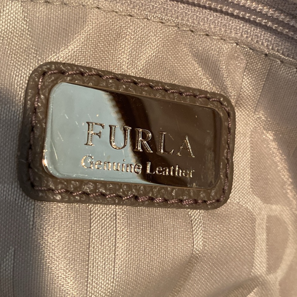 Furla Taupe Leather Satchel with Gold Hardware - Picture 11 of 12